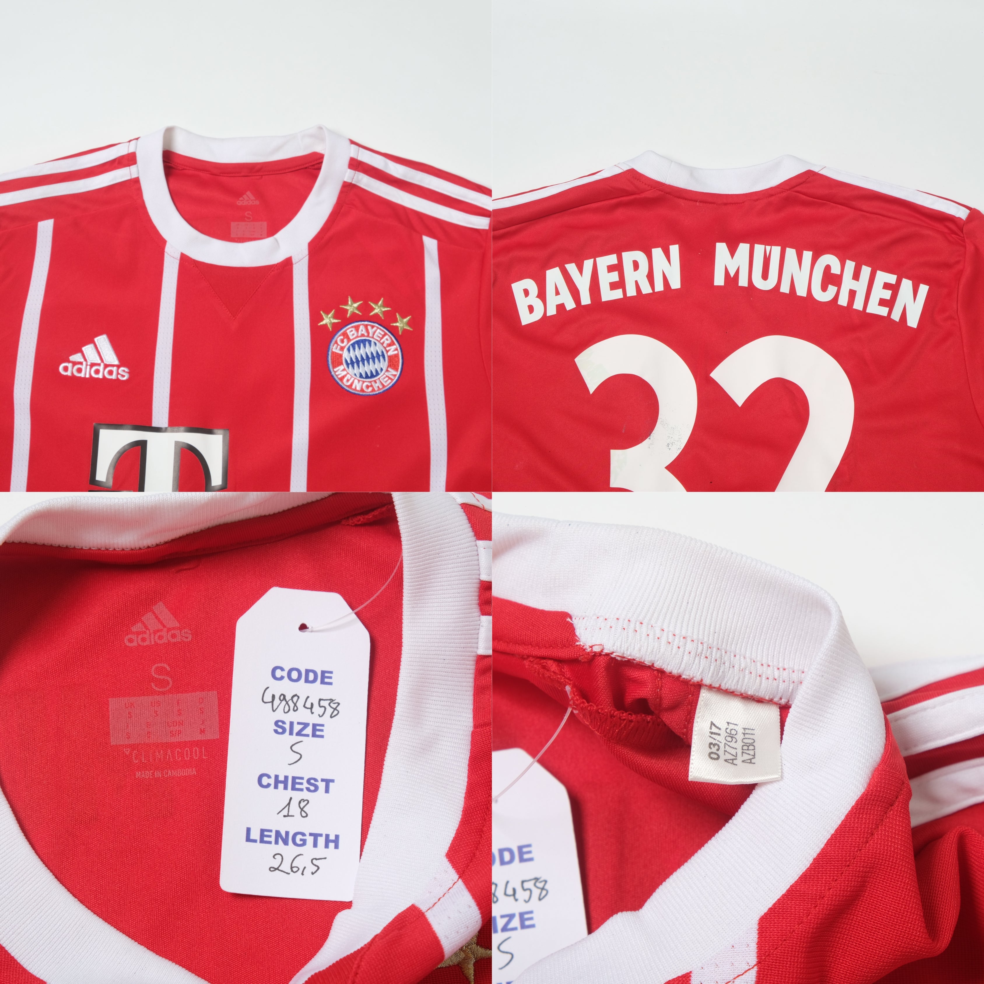 2017/18 Bayern Munich Home Shirt Adidas Kimmich (S)