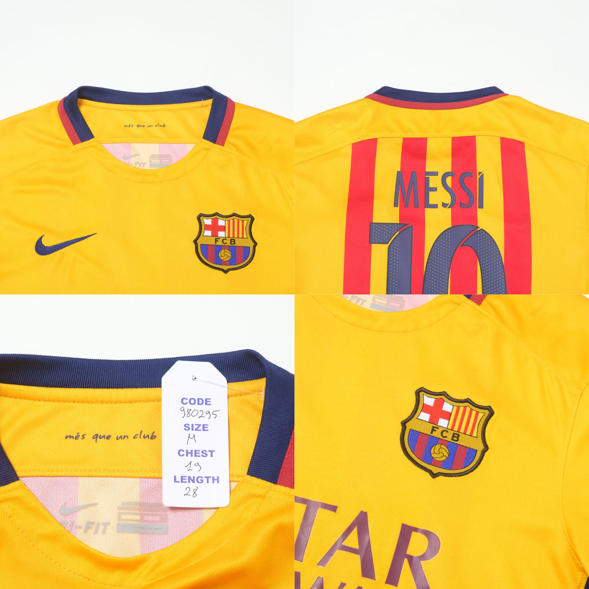 2015/16 Barcelona Away Shirt Nike Messi (M)