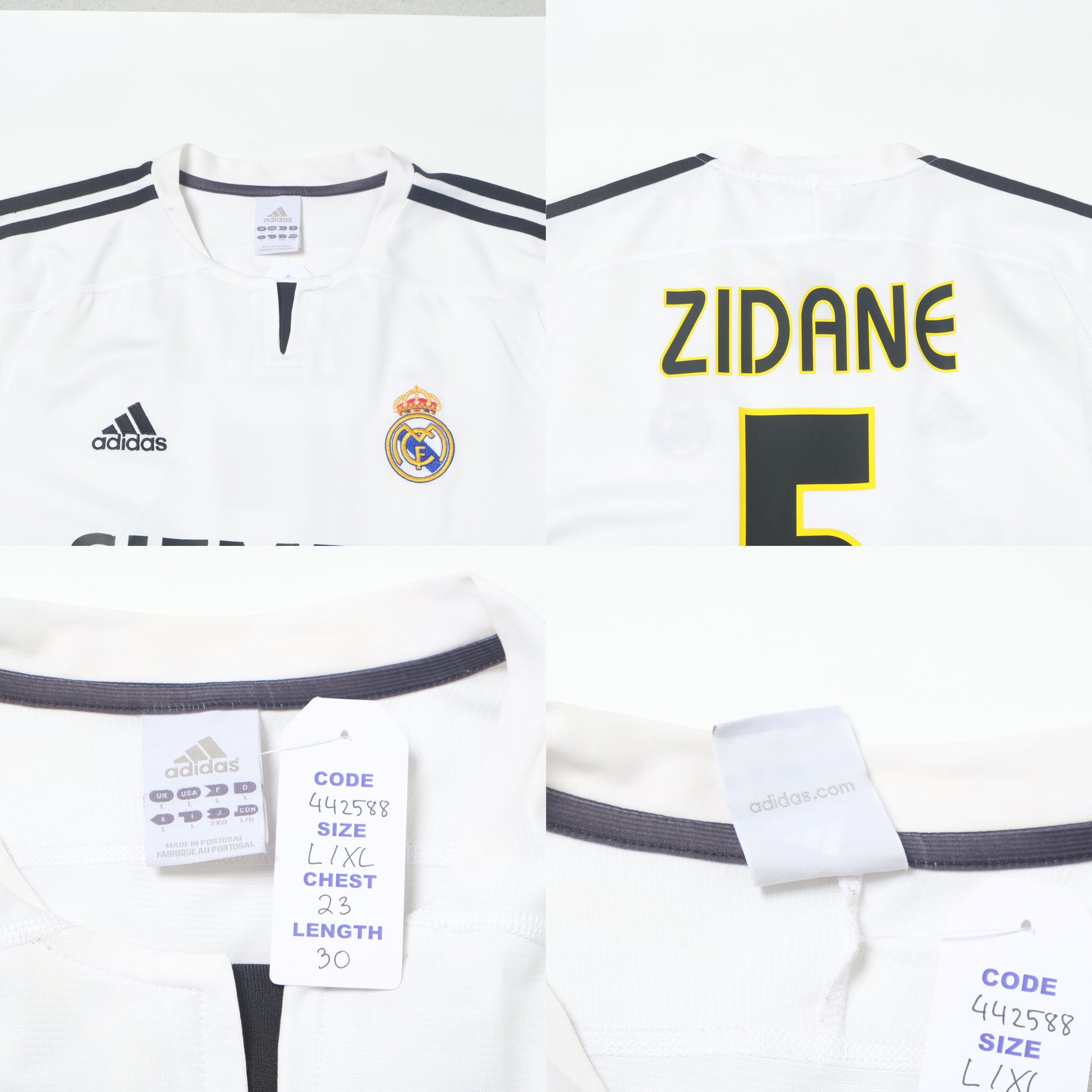 2003/04 Real Madrid Home Shirt Adidas Zidane (L/XL)