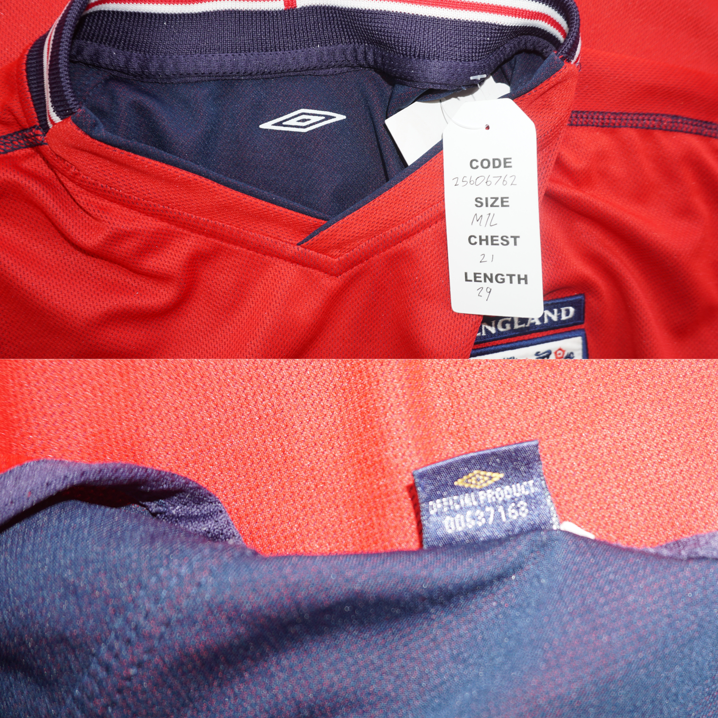 2002/04 Inglaterra Camiseta Visitante Umbro Beckham (S)