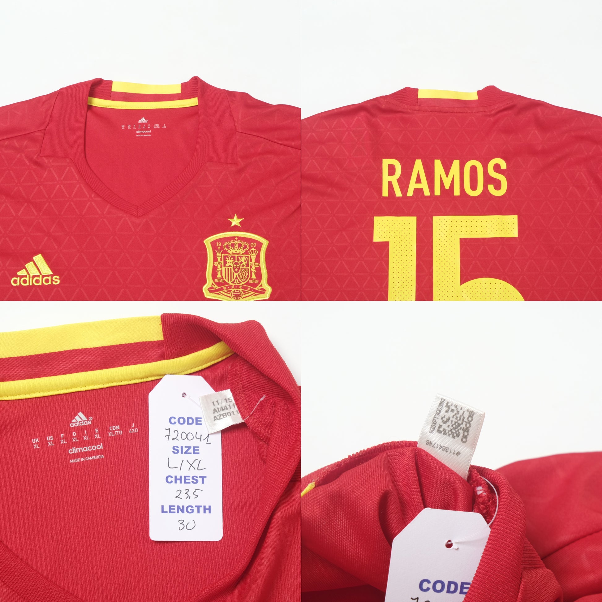2016/17 Spain Home Shirt Adidas Ramos (L/XL)