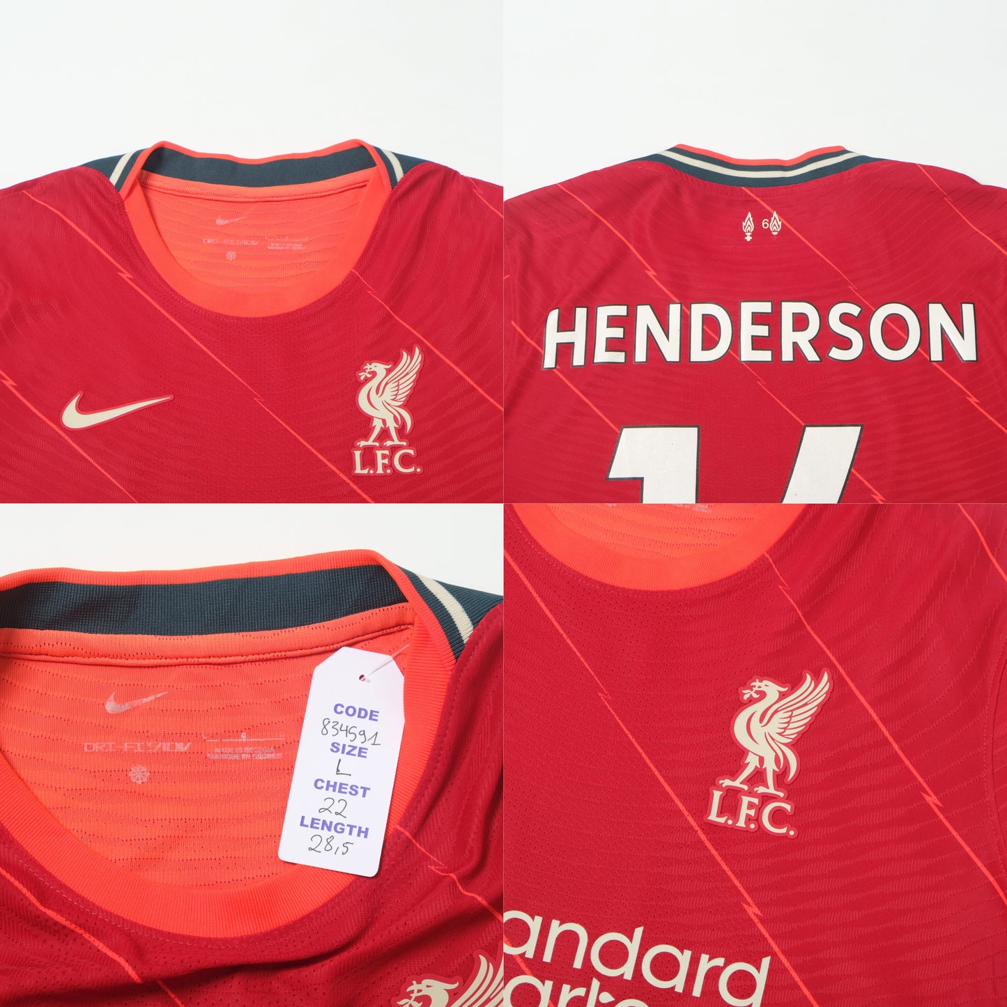 2021/22 Liverpool Home Shirt Nike Henderson (L)