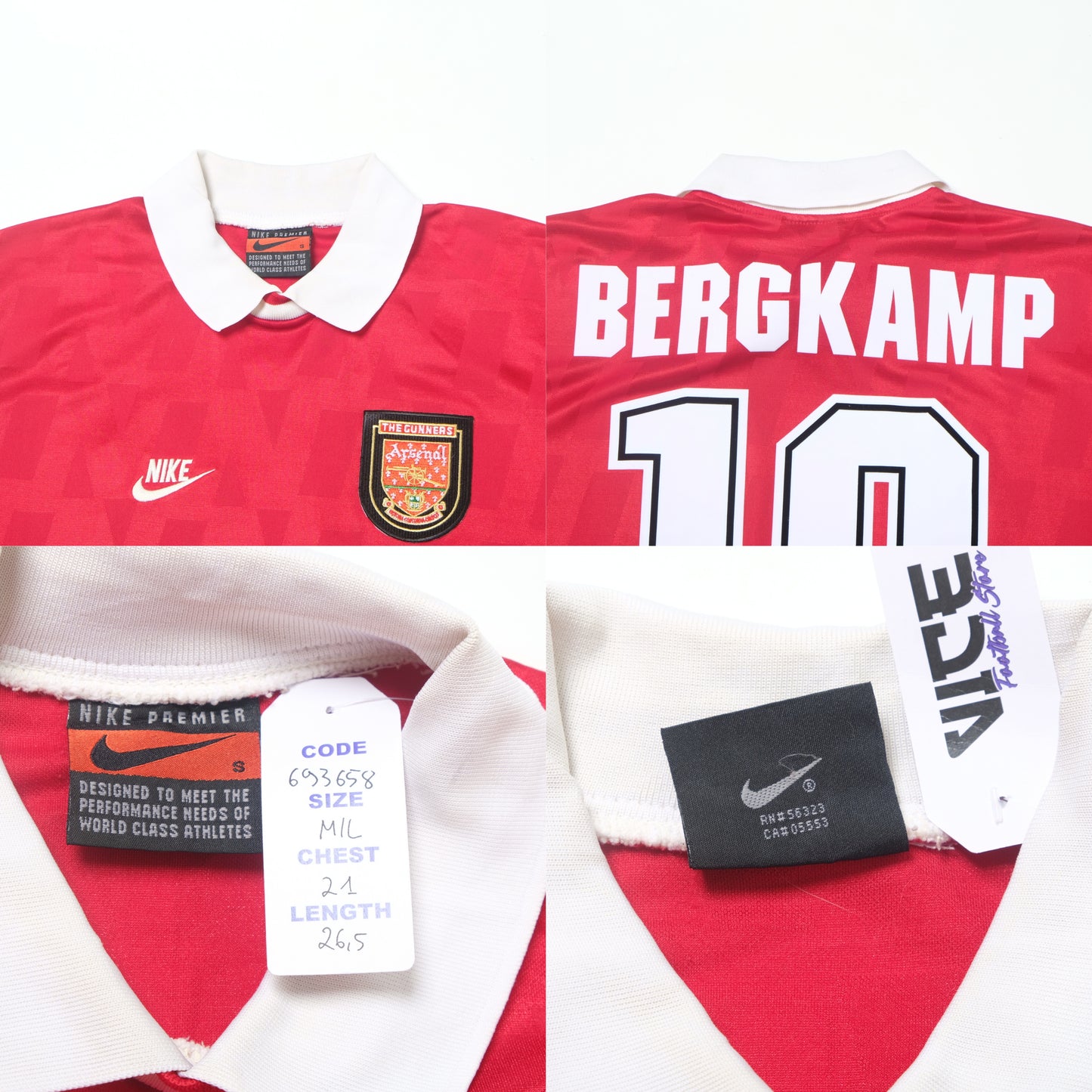 1994/96 Arsenal Home Shirt Template Nike Bergkamp (M/L)