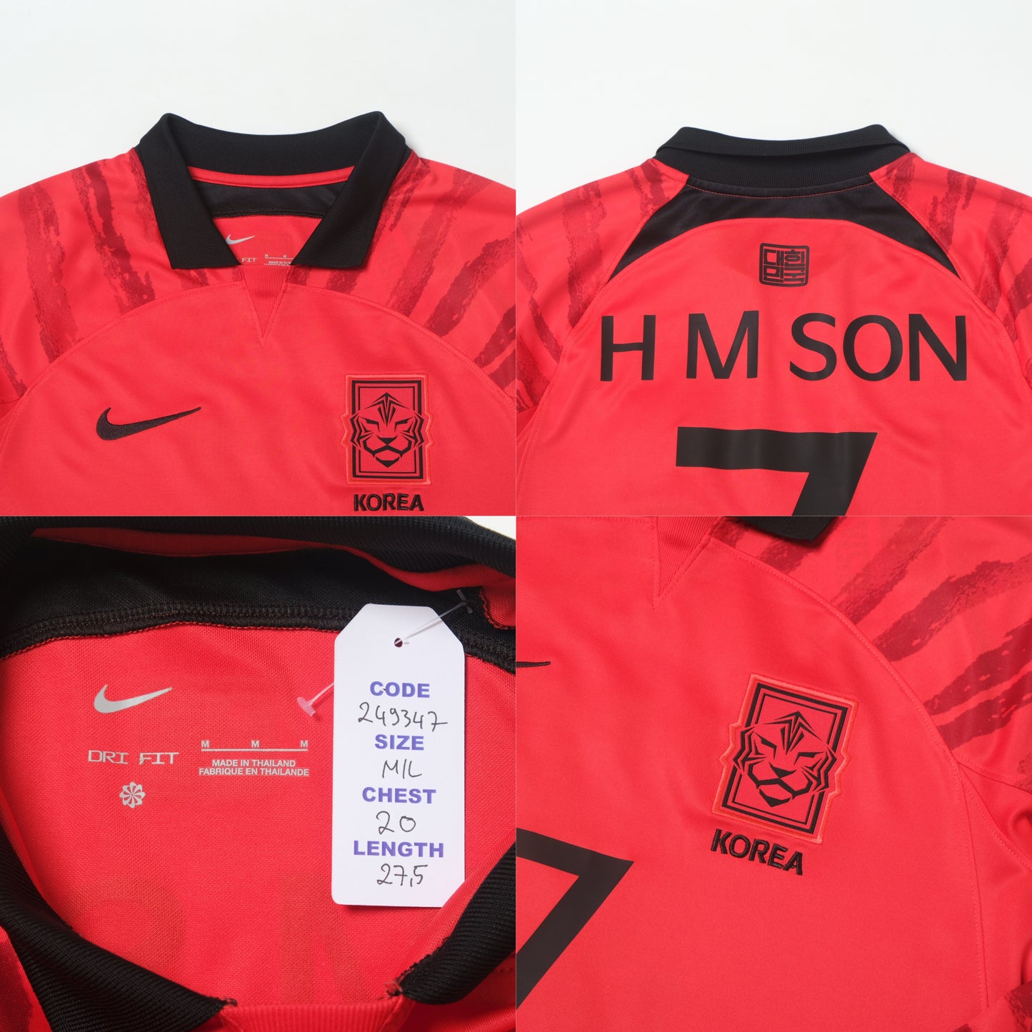 2022 South Korea Home Shirt Nike H M Son (M/L)