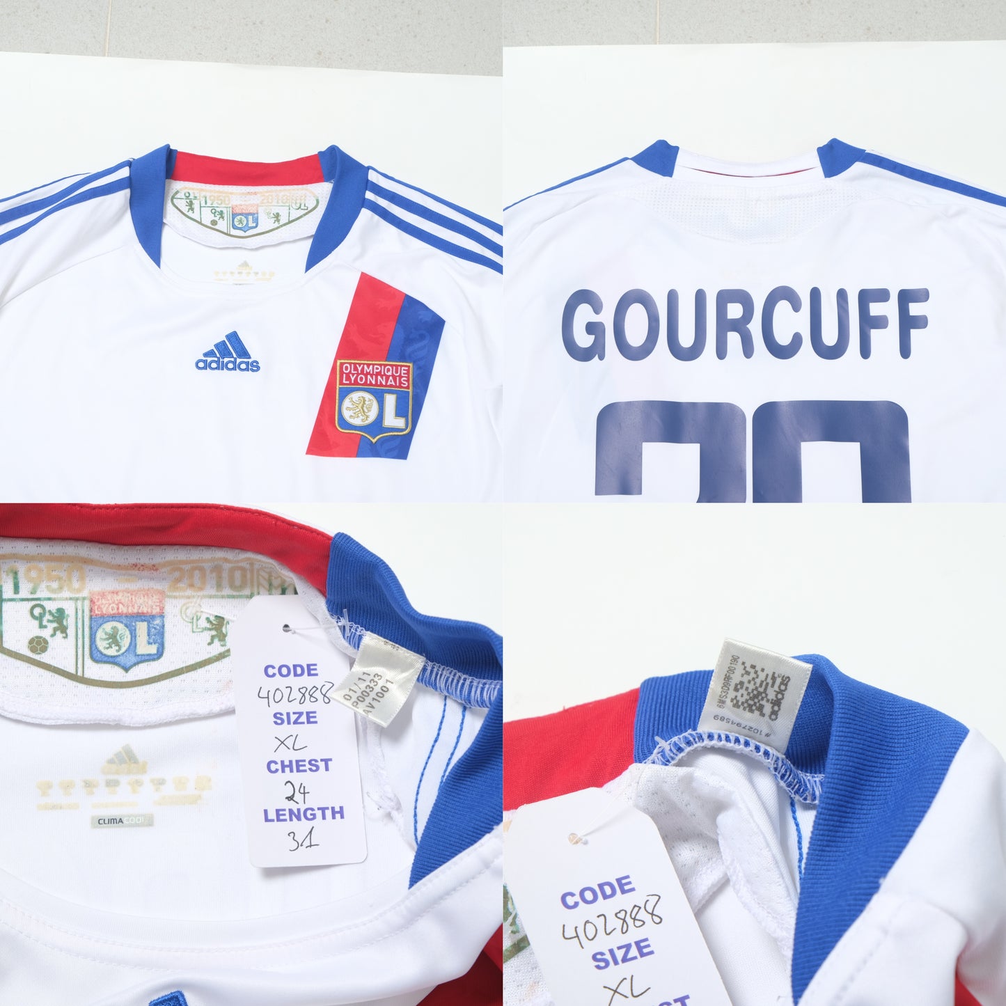 2010/11 Lyon Home Shirt Adidas Gourcuff (XL)