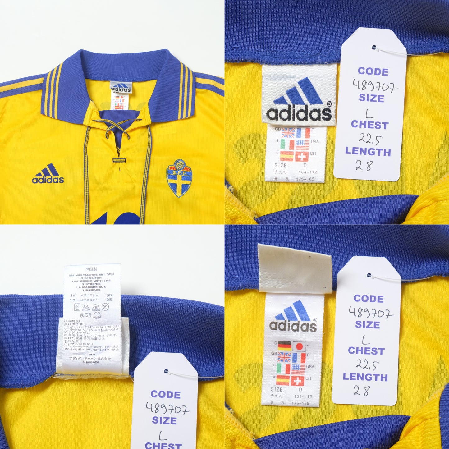 1998/99 Sweden Home Shirt Adidas Larsson (L)