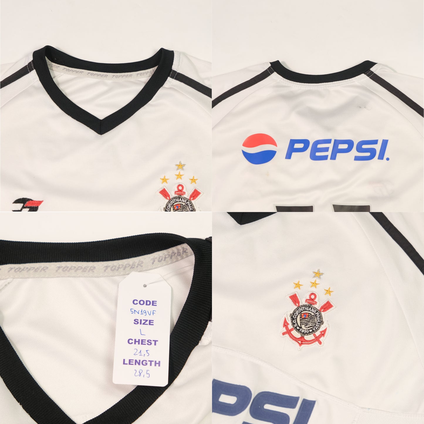 2001/02 Corinthians Home Shirt Topper (L)