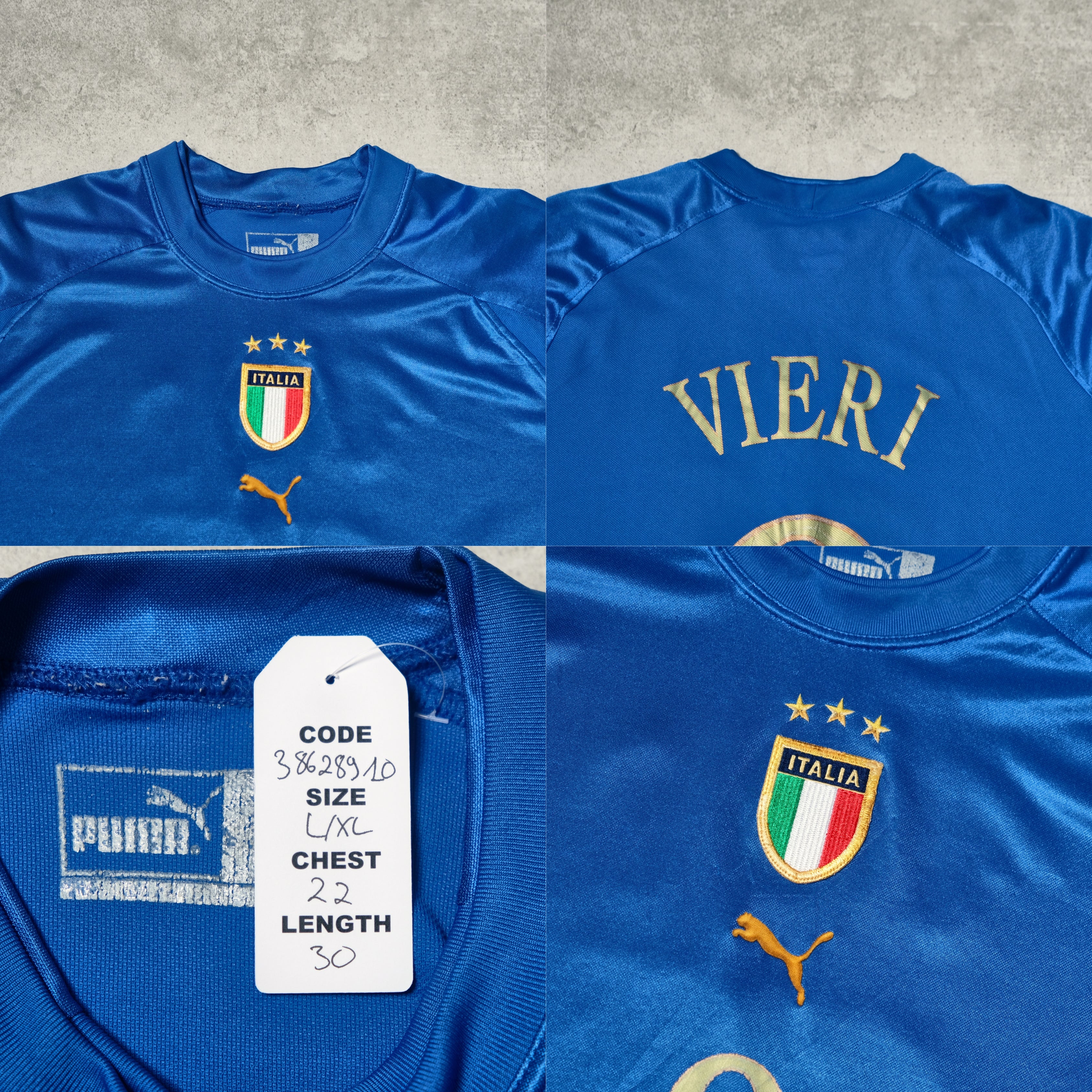2004/06 Italy Home Shirt Puma Vieri (L/XL)