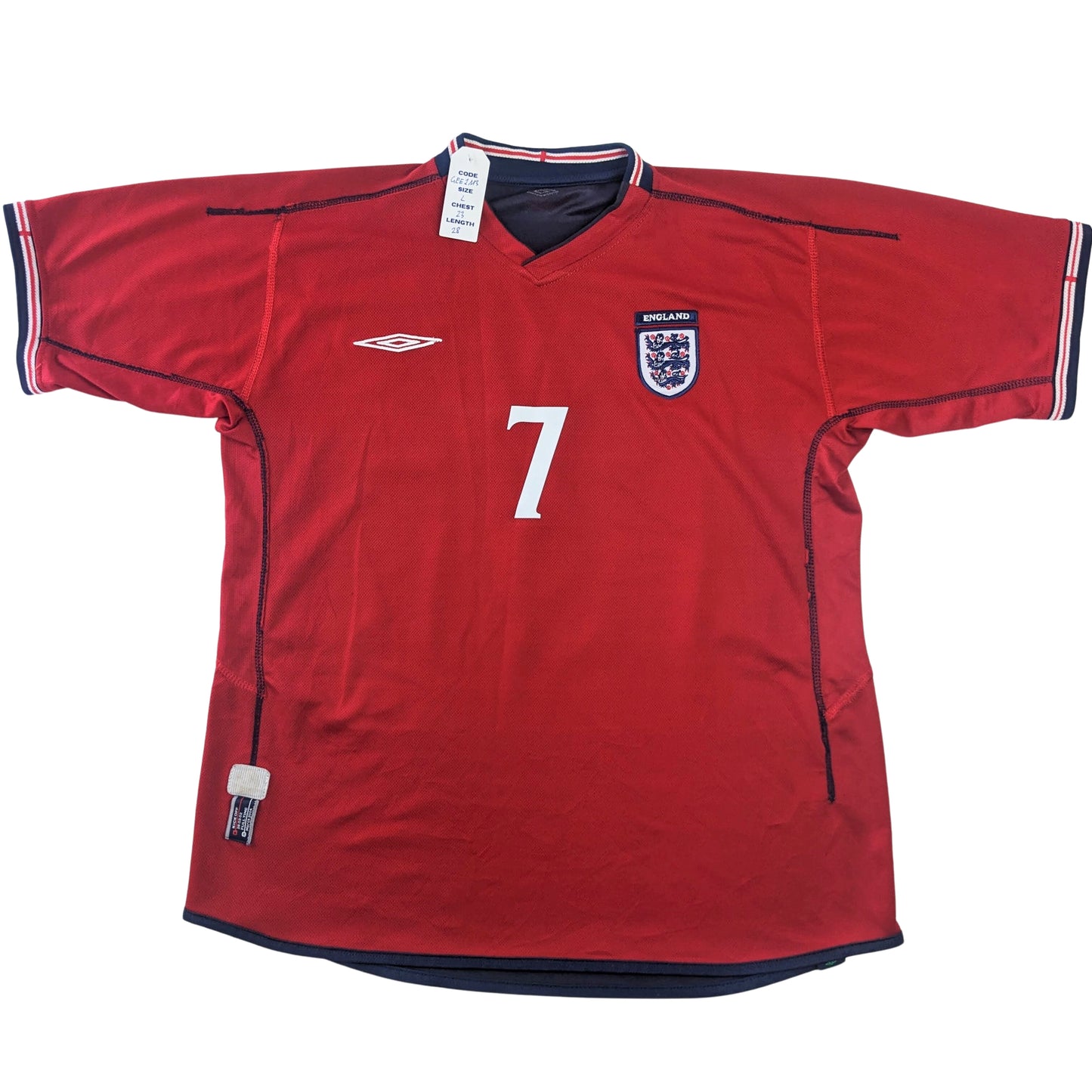 England Beckham Original 2002/2004 Home Football Shirt Large